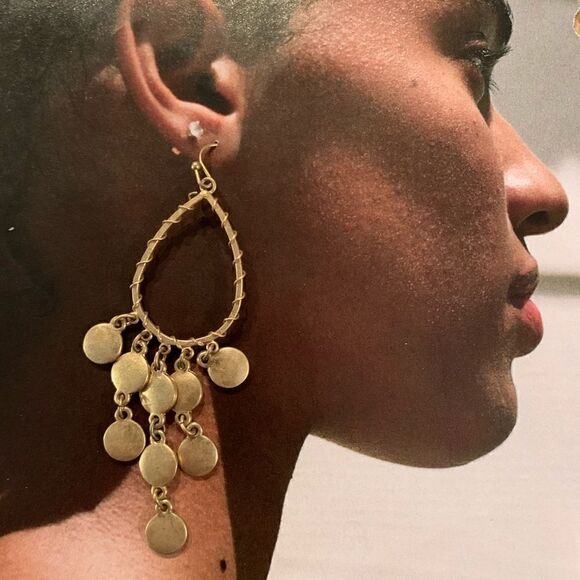 Gold Tear Drop Chandelier Earrings - Picture 1 of 3